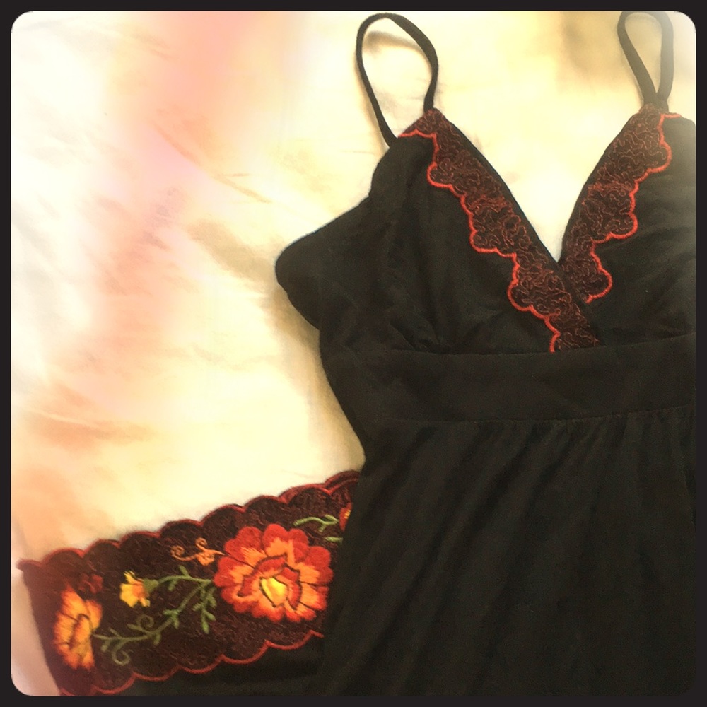 Urban Outfitters black embroidered slip dress